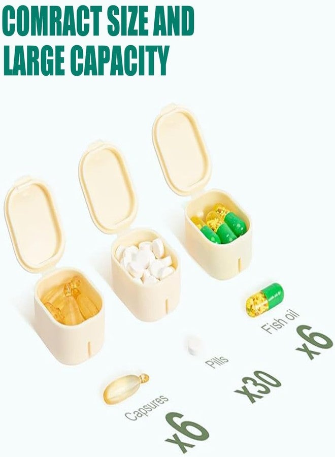 TGOPIT علبة حبوب صغيرة من TGOPIT، تكفي لـ 7 أيام، علبة أدوية، 8 أقسام، منظم حبوب محمول للسفر، أقسام قابلة للإزالة، علبة حبوب، مقاومة للرطوبة، للسفر والاستخدام اليومي (بيج) - Image 2